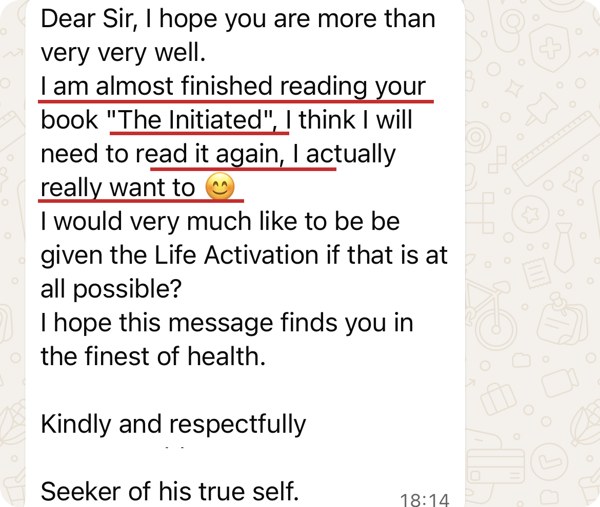 Message from Darren about The Initiated