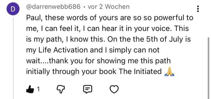 Message from Darren about walking the path
